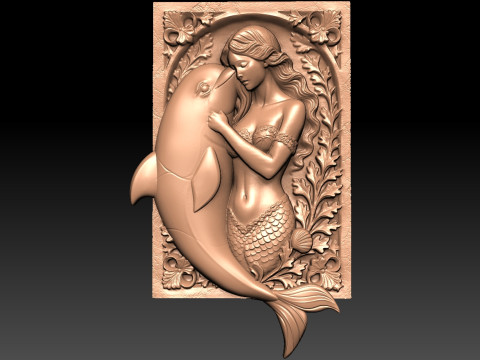 Mermaid and Dolphin CNC 3D Baskı Modeli