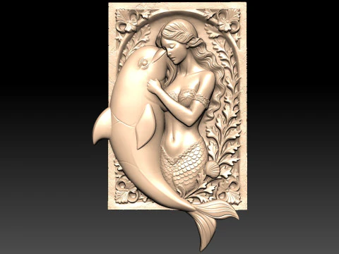 Mermaid and Dolphin CNC 3D Print Model