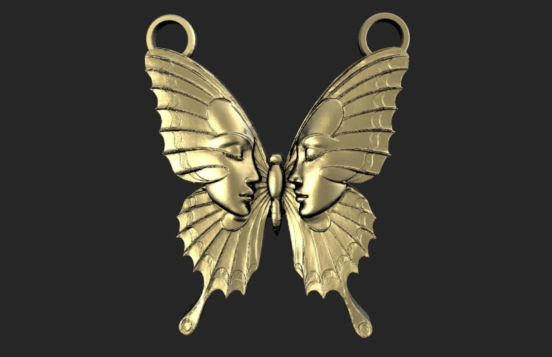 Reflected Faces Butterfly pendant Modèles 3D en vedette .c4d .max .obj .3ds .fbx .stl .blend
