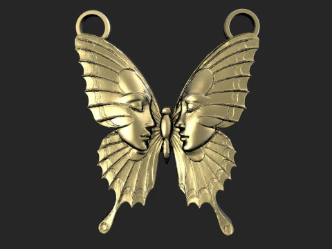 Подвеска Reflected Faces Butterfly 3D Принт Модель