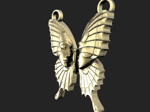 Reflected Faces Butterfly pendant Modèles 3D en vedette