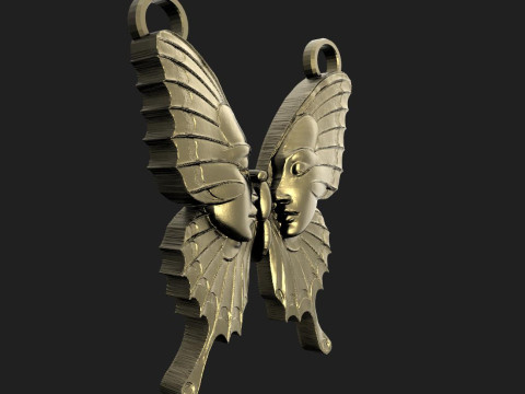 Reflected Faces Butterfly pendant Modèles 3D en vedette