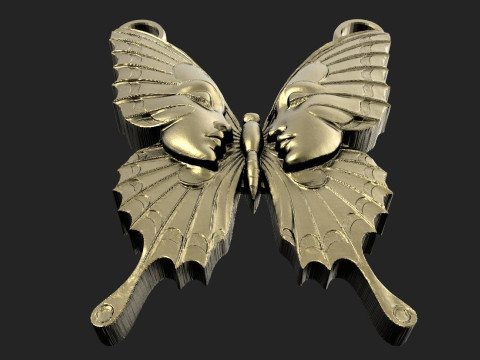 Reflected Faces Butterfly pendant Modèles 3D en vedette
