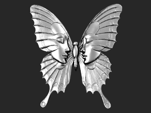 Reflected Faces Butterfly pendant Modèles 3D en vedette