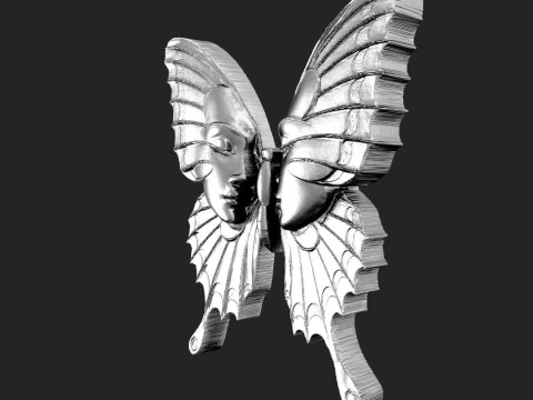 Reflected Faces Butterfly pendant 3D Print Model