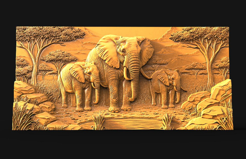 Elephant CNC STL model Modelo de impresión 3D .c4d .max .obj .3ds .fbx .stl .blend