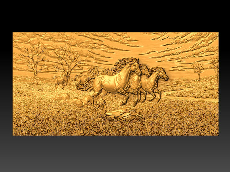 Horses CNC STL model 3D Print Model .c4d .max .obj .3ds .fbx .stl .blend