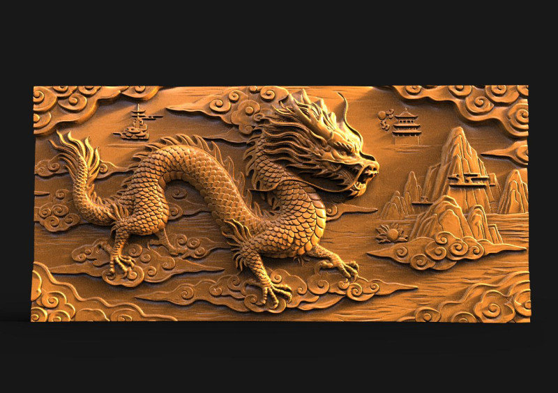 Dragón chino CNC Modelo de impresión 3D .c4d .max .obj .3ds .fbx .stl .blend