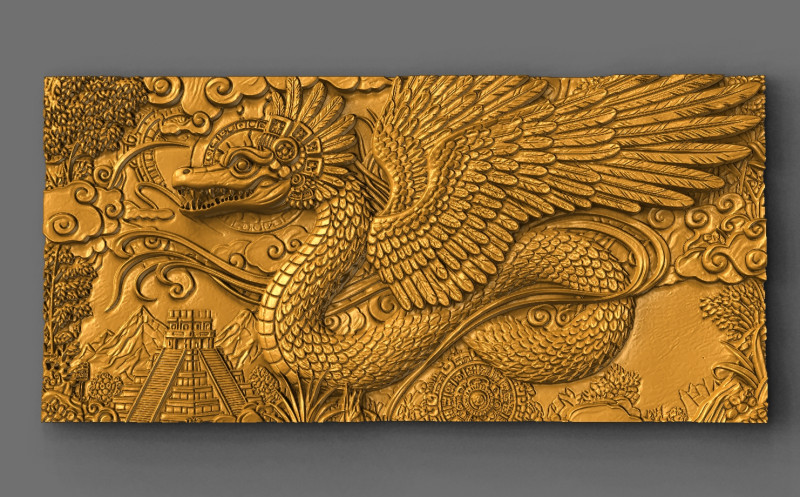 Quetzalcóatl dragón azteca CNC Modelo de impresión 3D .c4d .max .obj .3ds .fbx .stl .blend