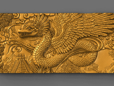 Quetzalcoatl naga aztec CNC Model Cetak 3D