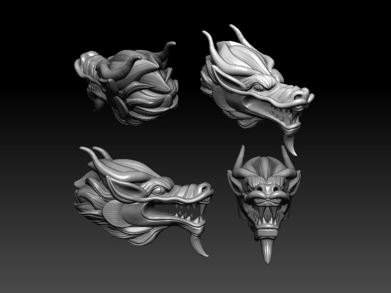 Chinese Dragon head 3D Print Model .c4d .max .obj .3ds .fbx .stl .blend