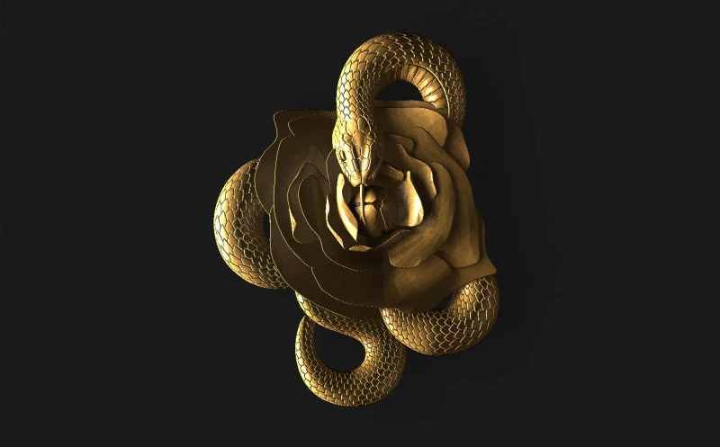 Snake and Rose pendant 3D Print Model .c4d .max .obj .3ds .fbx .stl .blend 