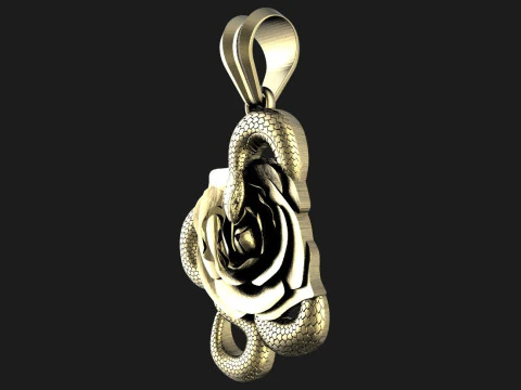 Snake and Rose pendant 3D Print Model