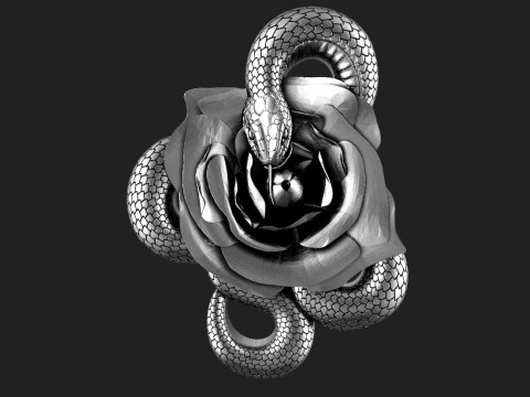Pendentif Serpent et Rose Modèles 3D en vedette