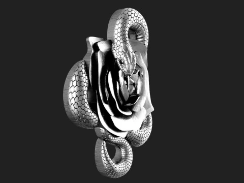 Snake and Rose pendant 3D Print Model