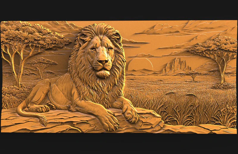 Lion CNC 3D Print Model .c4d .max .obj .3ds .fbx .stl .blend 