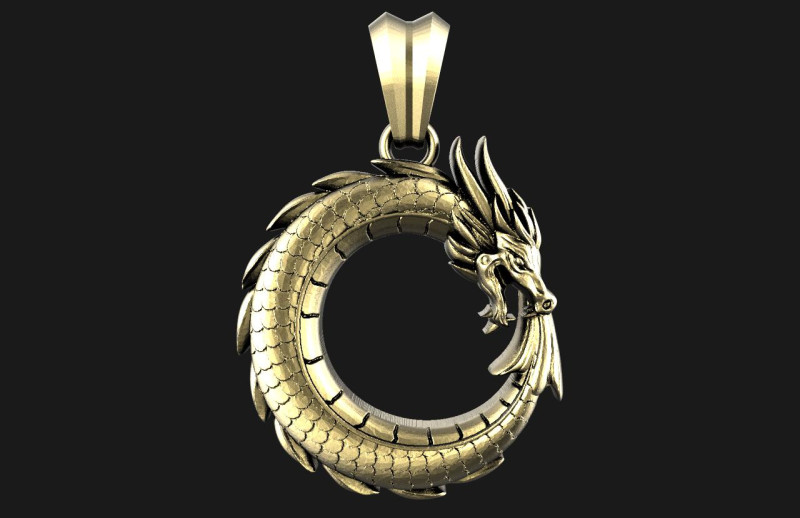 드래곤 펜던트 3D 프린트 모델 .c4d .max .obj .3ds .fbx .stl .blend 