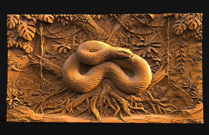 Snake CNC STL file 3D Print Model .c4d .max .obj .3ds .fbx .stl .blend