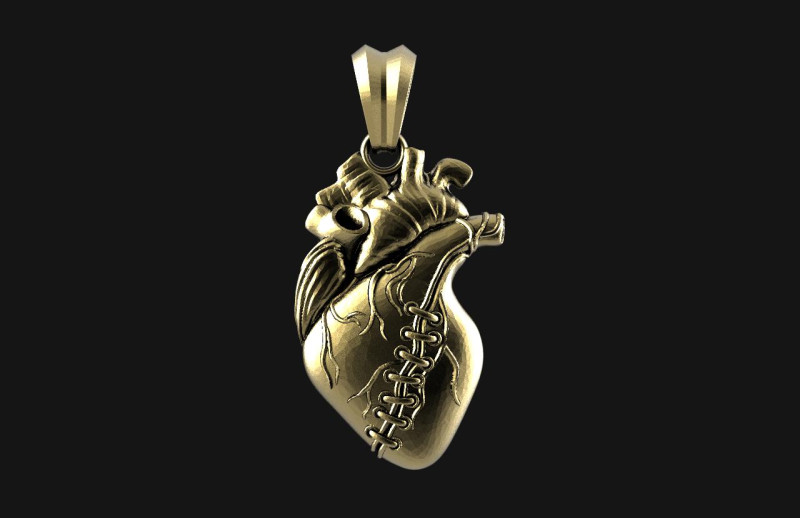 Sworn Heart pendant 3D Print Model .c4d .max .obj .3ds .fbx .stl .blend 