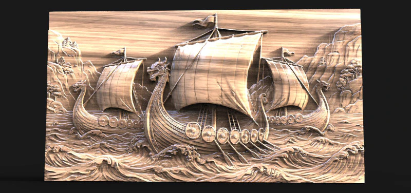 Viking ship CNC 3D Print Model .c4d .max .obj .3ds .fbx .stl .blend 