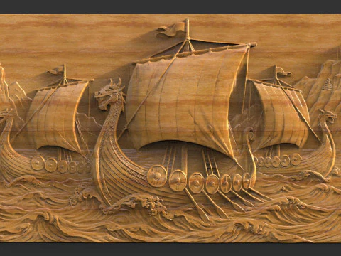 Viking ship CNC 3D Print Model