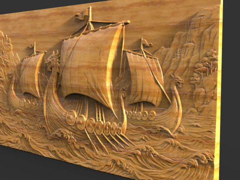 Viking ship CNC 3D Print Model