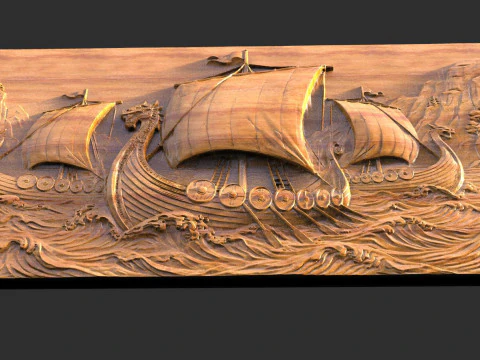 Viking ship CNC 3D Print Model
