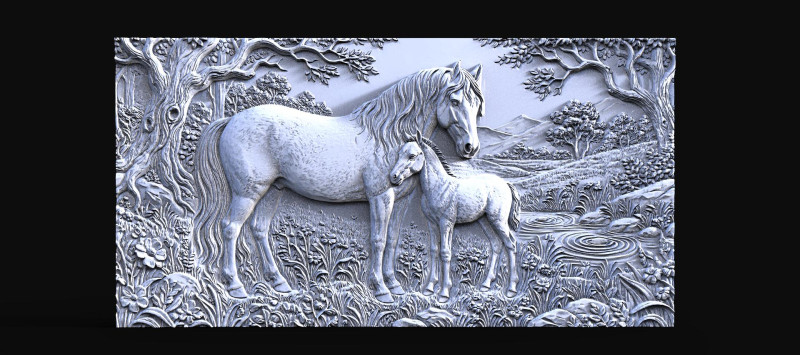 Horses CNC 3D Print Model .c4d .max .obj .3ds .fbx .stl .blend