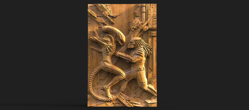 Alien vs. Predator CNC 3D Druckmodell .c4d .max .obj .3ds .fbx .stl .blend