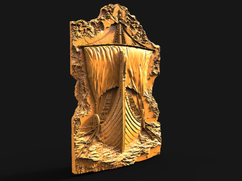 CNC および 3D プリント用のバイキング船 STL ファイル 3Dプリントモデル
