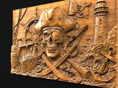 Pirate skull CNC 3D Print Model