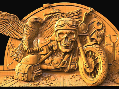 바이커 해골 CNC 3D 프린트 모델