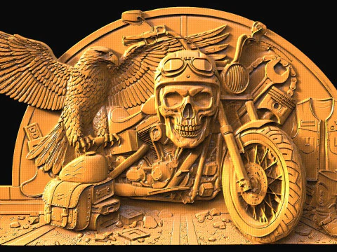 ЧПУ байкерського черепа 3D Принт Модель