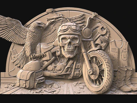 Biker skull CNC 3D Print Model