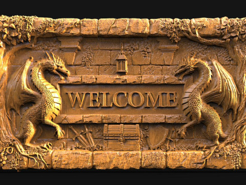 Ejderha Hoş Geldiniz Tabelası 3D Baskı Modeli