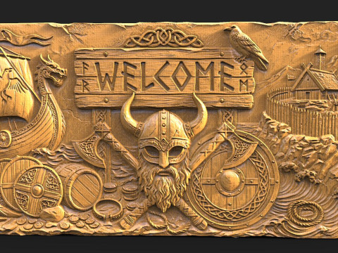 Señal de bienvenida vikinga CNC Modelo de impresión 3D