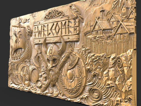 Viking welcome sign CNC 3D Print Model