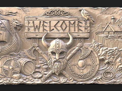 Viking welcome sign CNC 3D Print Model