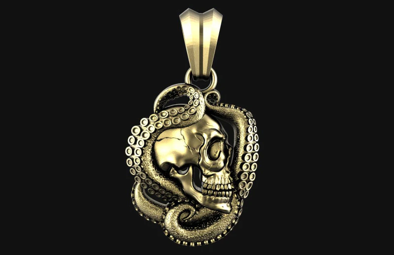 Skull and tentacle pendant 3D Print Model .c4d .max .obj .3ds .fbx .stl .blend