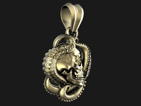 Skull and tentacle pendant 3D Print Model