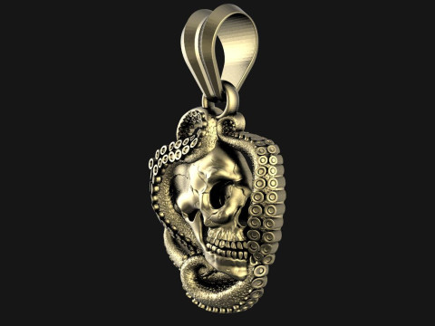 Skull and tentacle pendant 3D Print Model