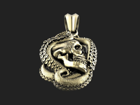 Skull and tentacle pendant 3D Print Model