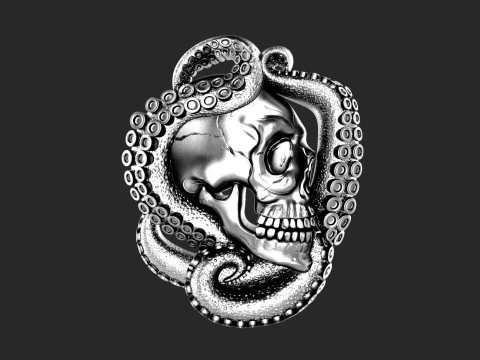 Skull and tentacle pendant 3D Print Model