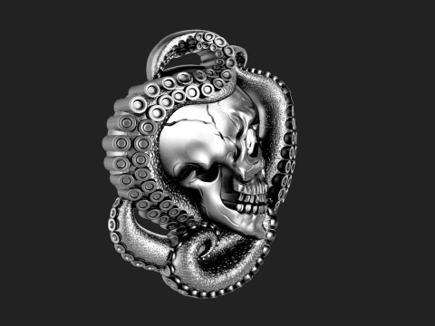 Skull and tentacle pendant 3D Print Model