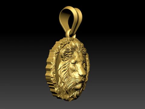 Lion head pendant stl file for jewelry and CNC 3D Print Model