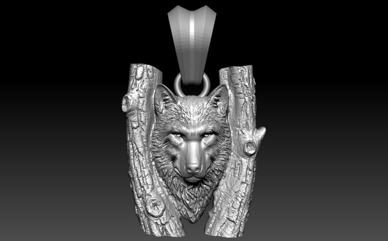 Pingente de lobo Modelo de Impressão 3D .c4d .max .obj .3ds .fbx .stl .blend