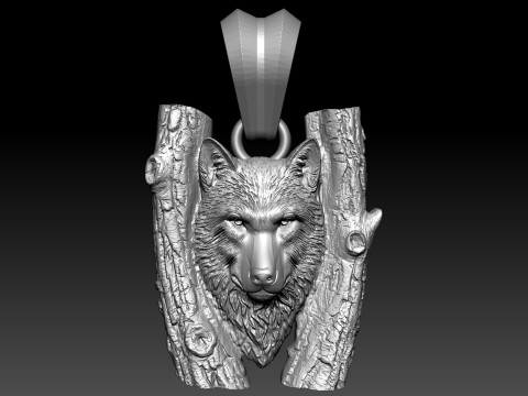 Liontin serigala Model Cetak 3D