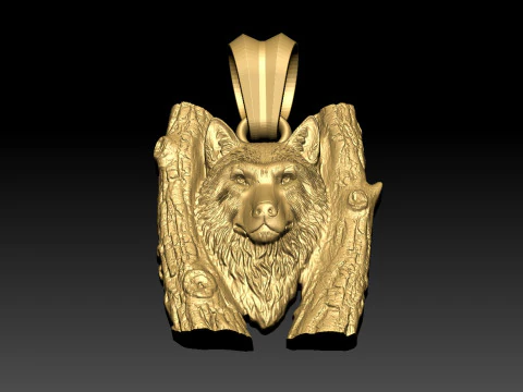 Wolf pendant 3D Print Model