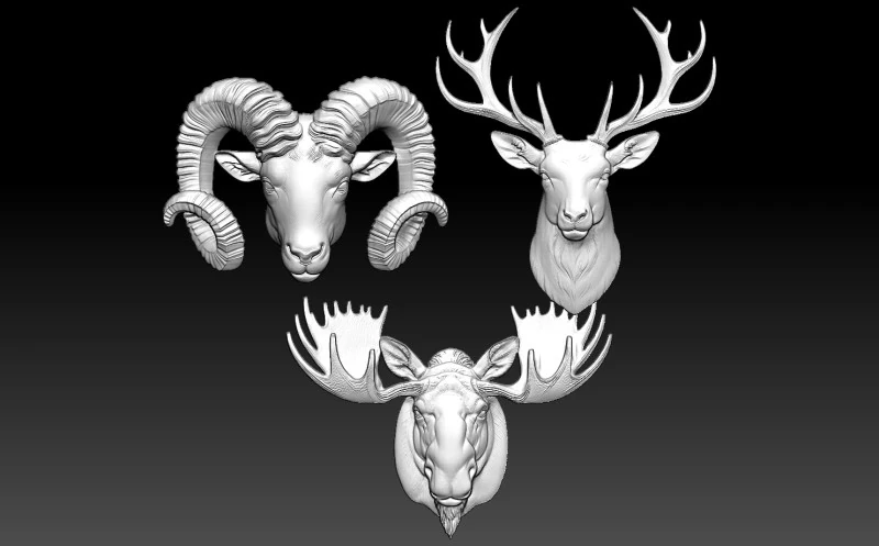 Набор украшений с ЧПУ &laquo;3D рельефы животных&raquo; 3D Принт Модель .c4d .max .obj .3ds .fbx .stl .blend 