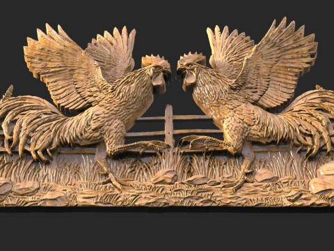 Horozlarla m&uuml;cadele CNC 3D Baskı Modeli